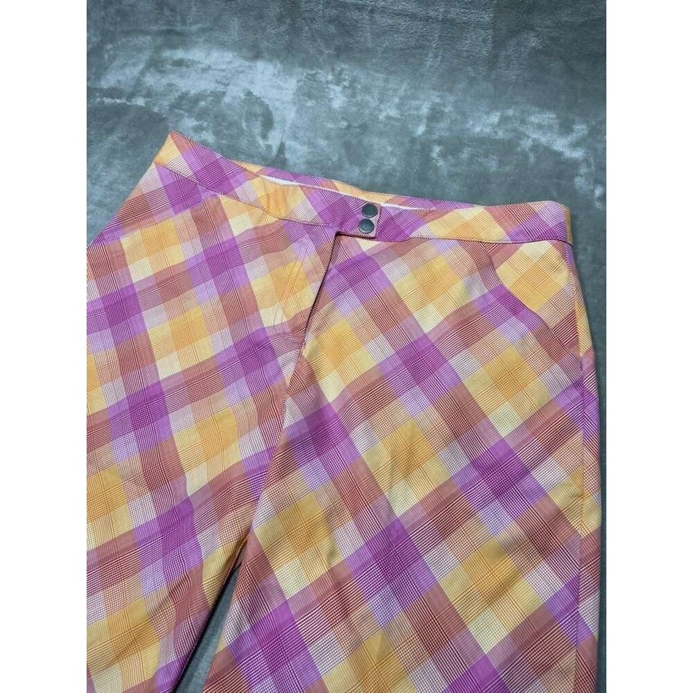PGA Tour Bermuda Golf Shorts Women's Size 12 Plaid Pink Orange Outdoor